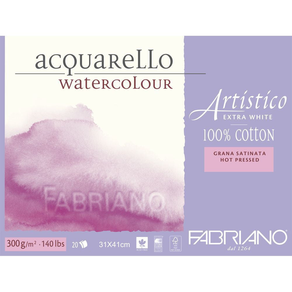Bloco de Papel Para Aquarela Acquarello Fabriano Satinado 300g/m²31x41cm